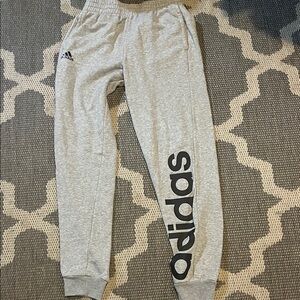 Adidas Kids Light Gray Joggers with Black Logo